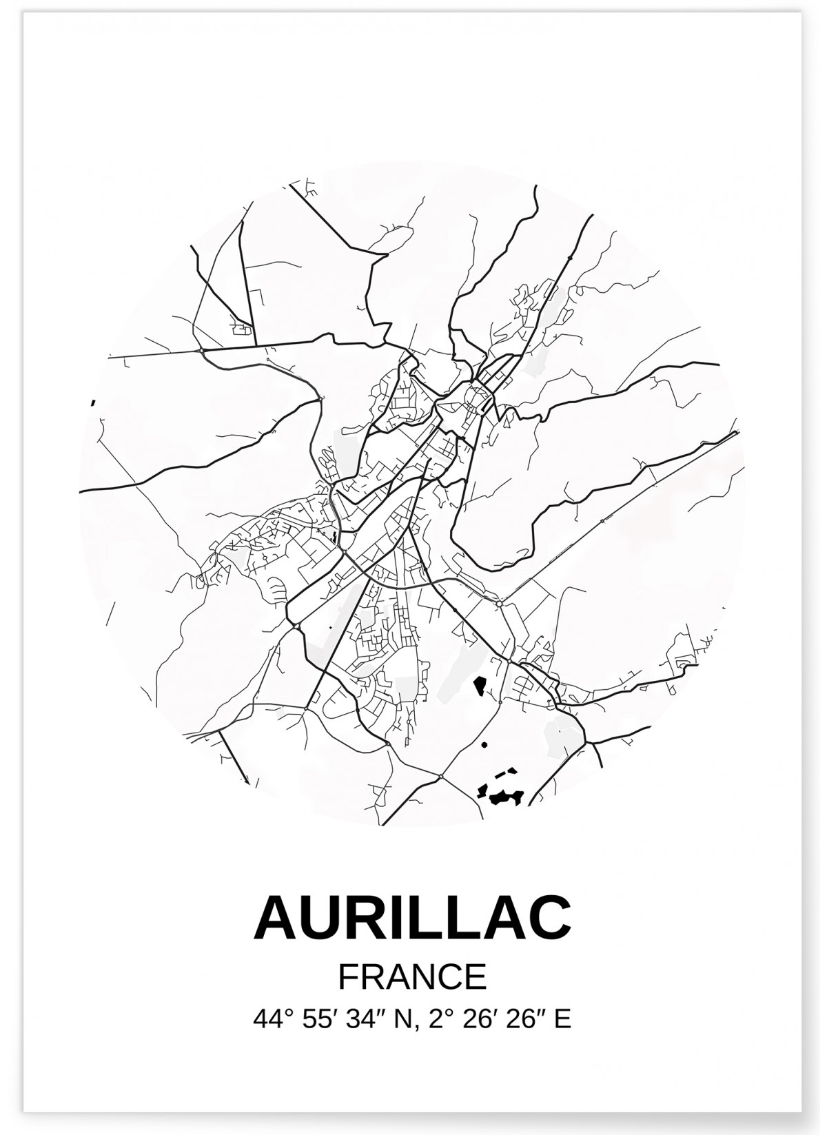 Affiche Carte Aurillac