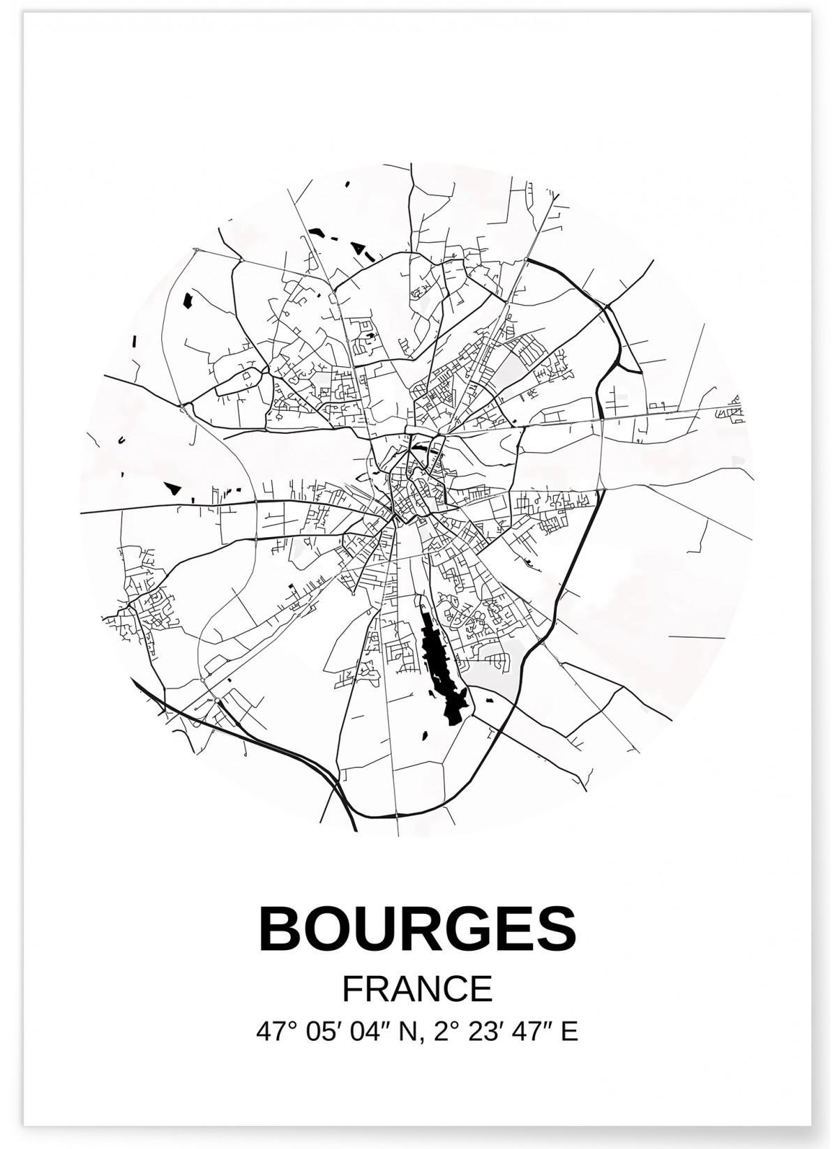 Affiche Carte Bourges