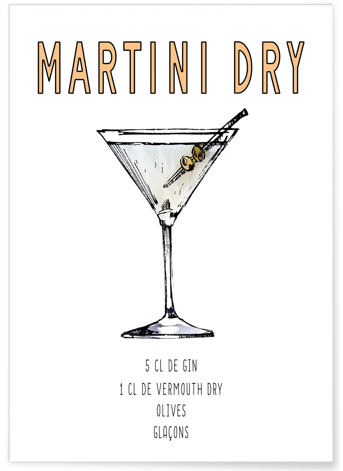 Affiche Cocktail Martini Dry