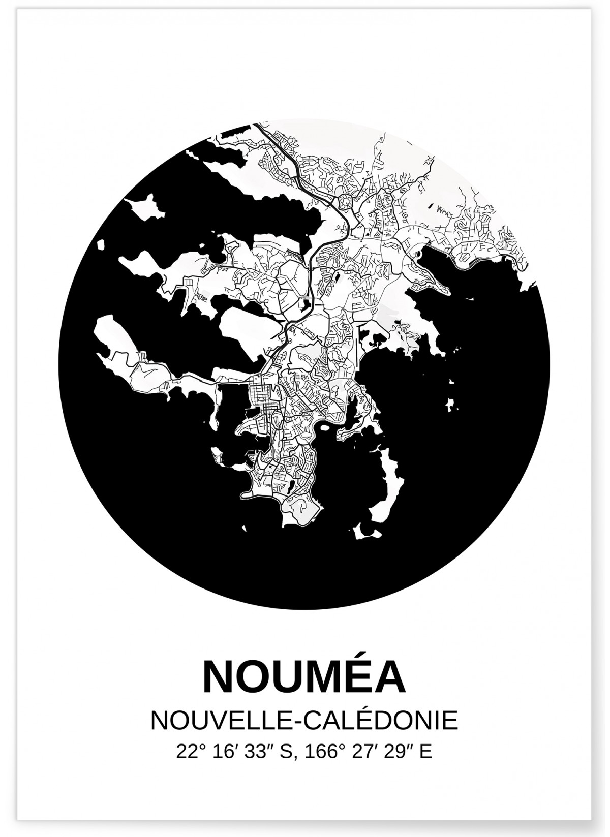 Affiche Carte Nouméa
