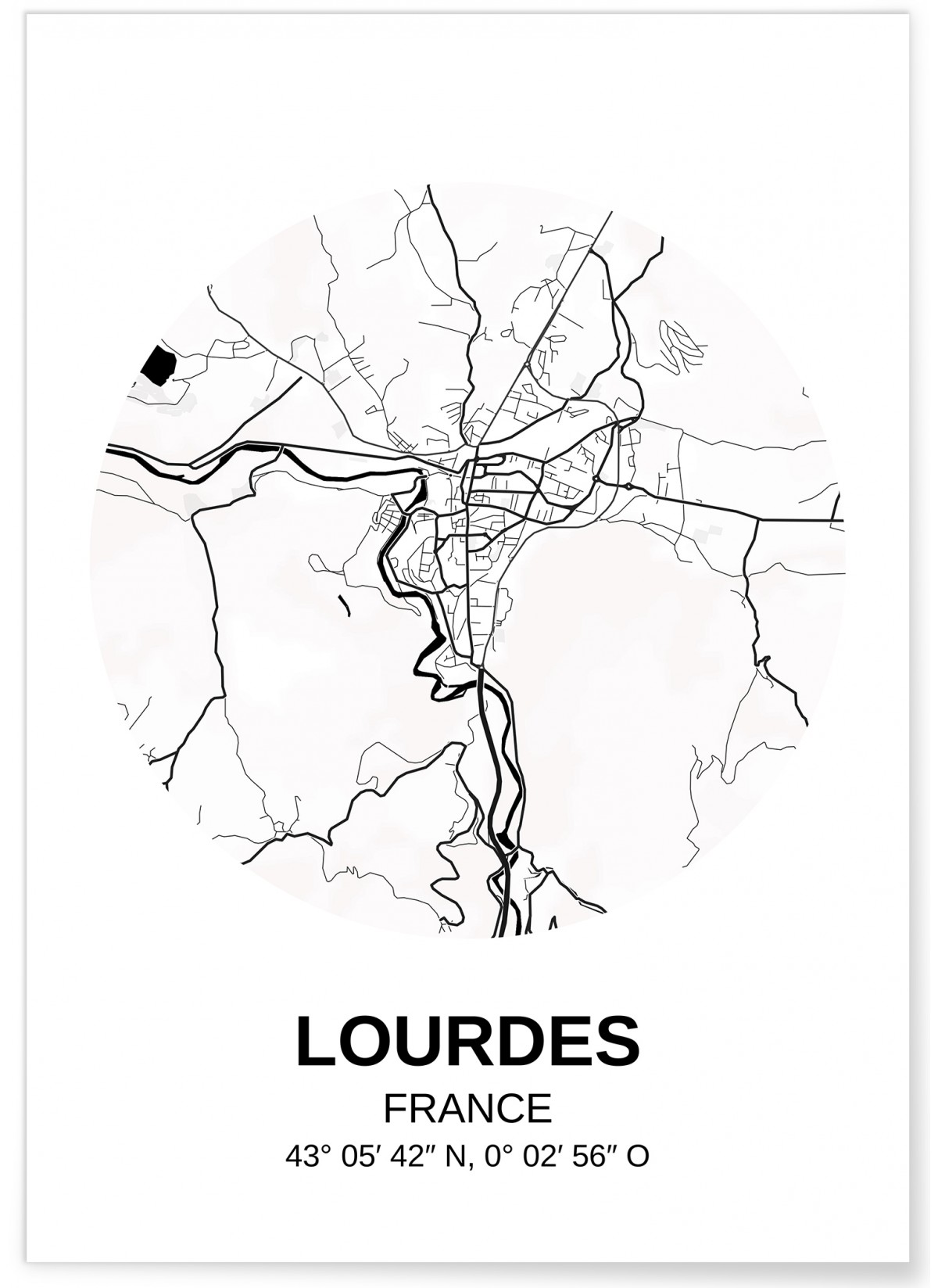 Affiche Carte Lourdes