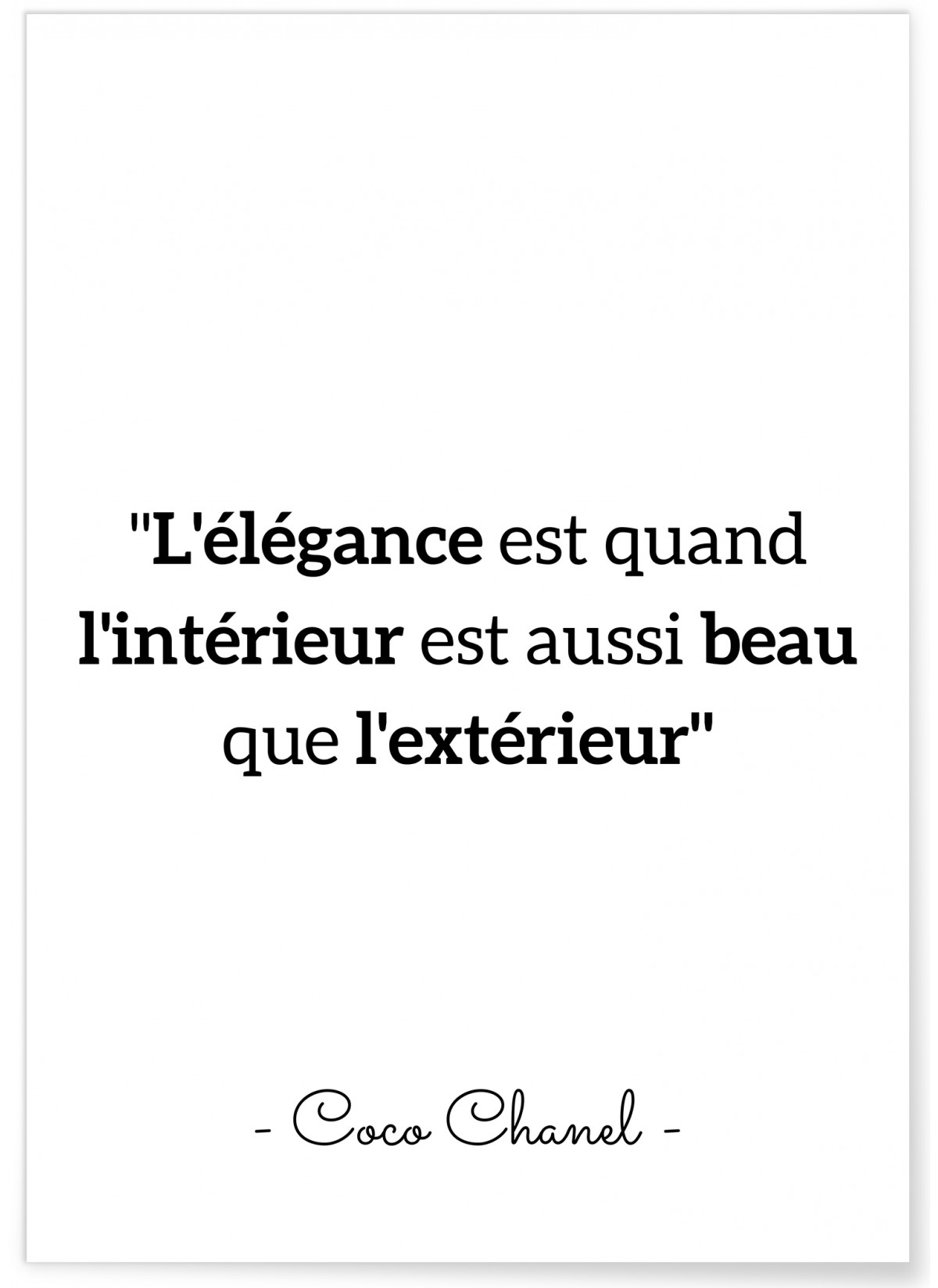 Affiche Coco Chanel : "L'élégance est quand..."