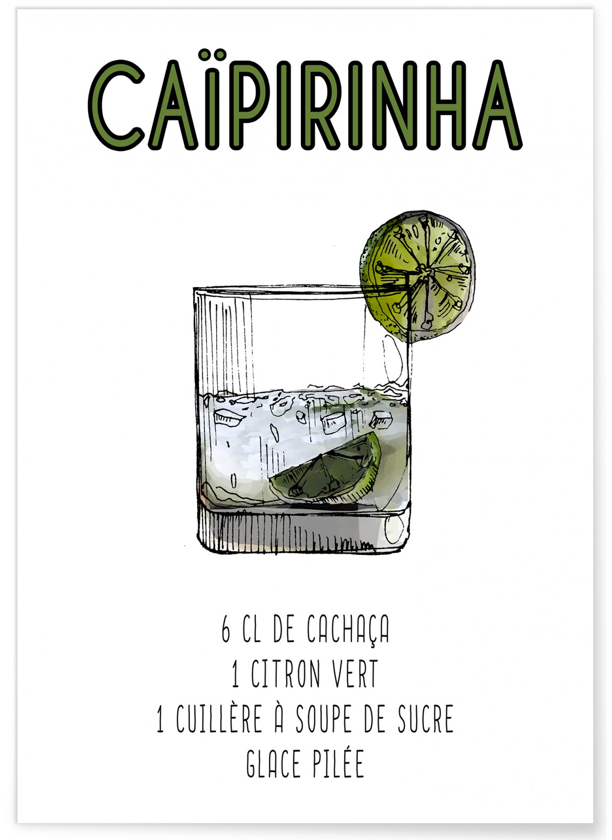 Affiche Cocktail Caïpirinha