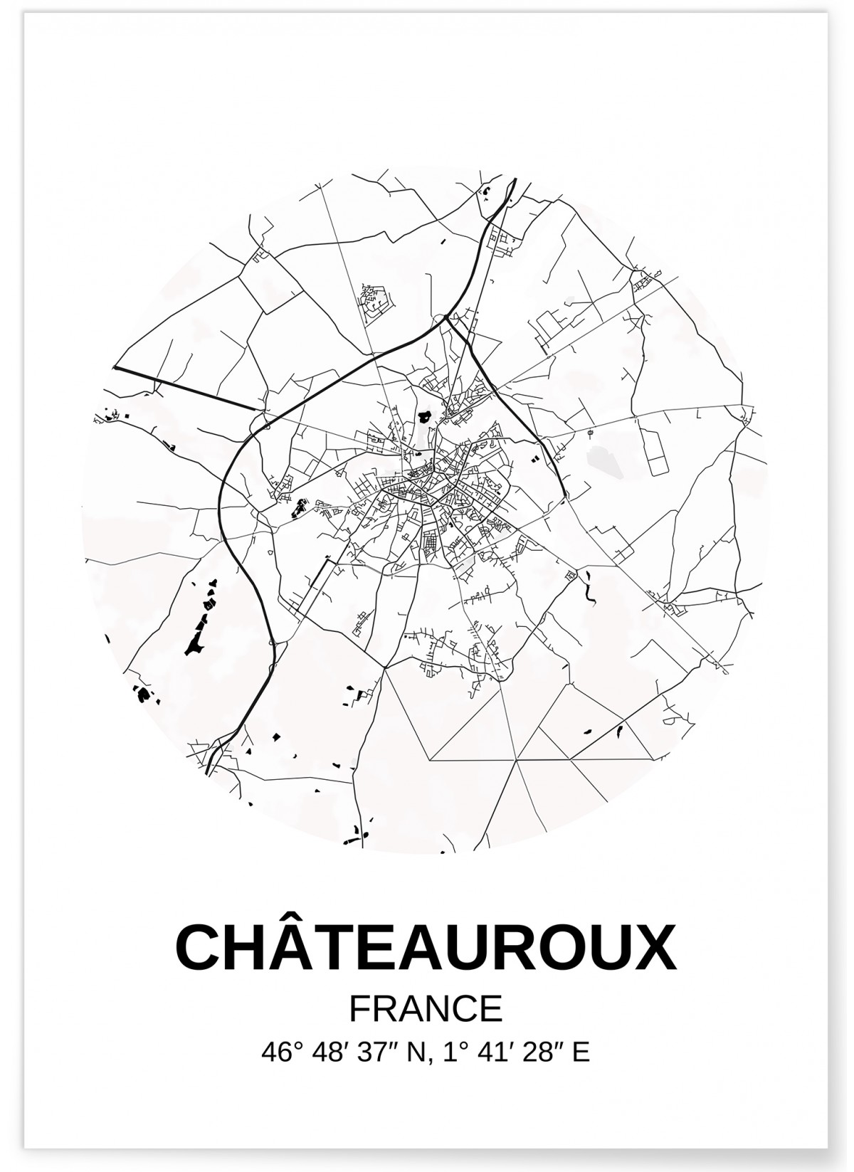 Affiche Carte Châteauroux