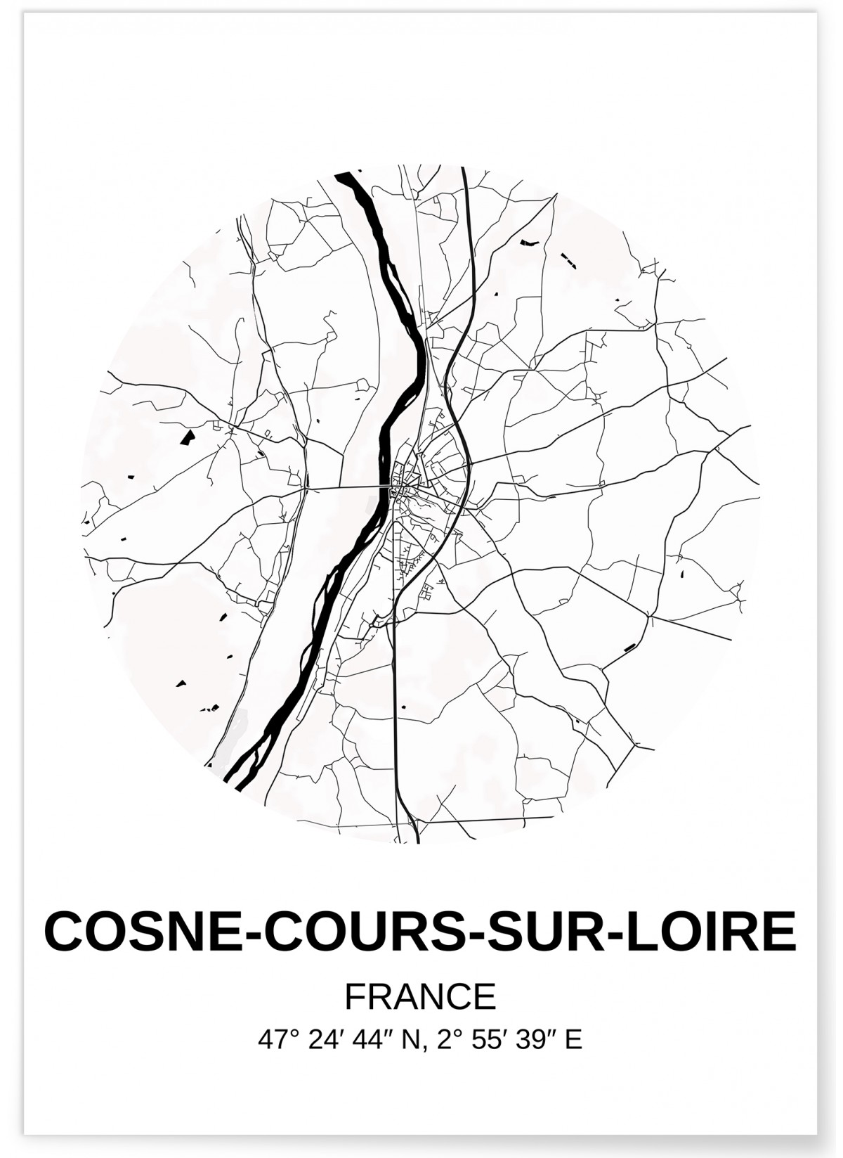 Affiche Carte Cosne-Cours-sur-Loire