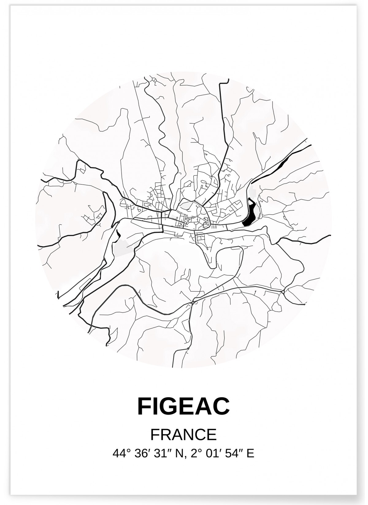 Affiche Carte Figeac