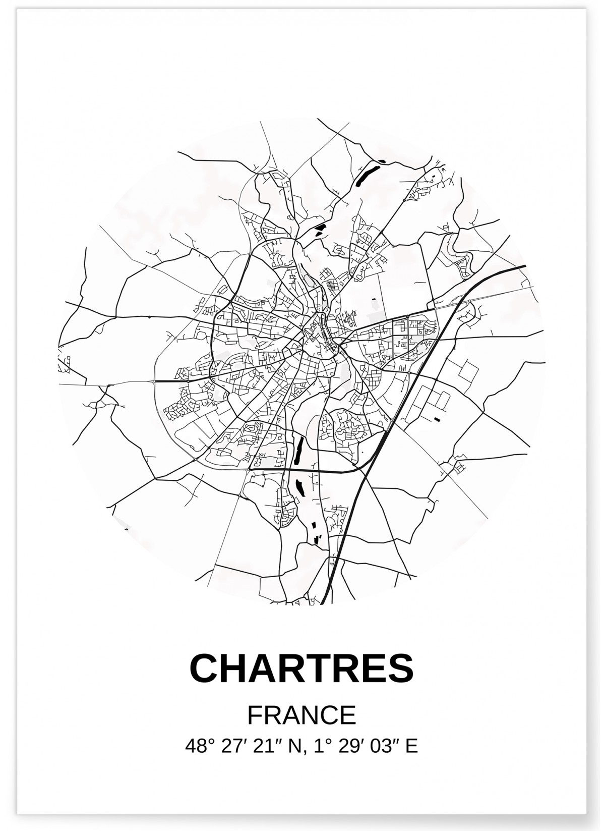 Affiche Carte Chartres