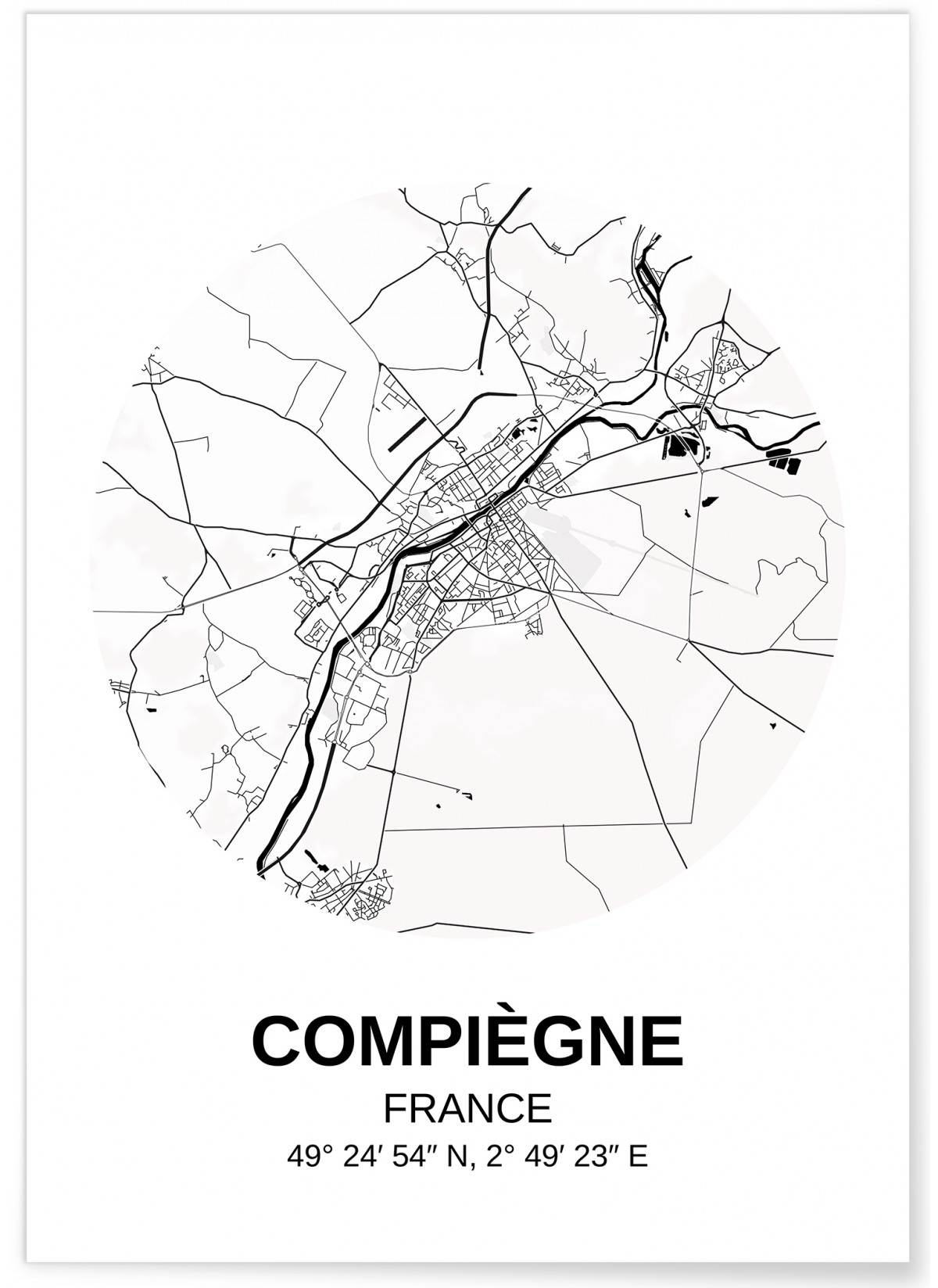 Affiche Carte Compiègne