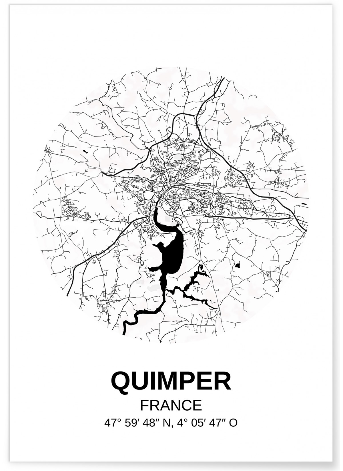 Affiche Carte Quimper