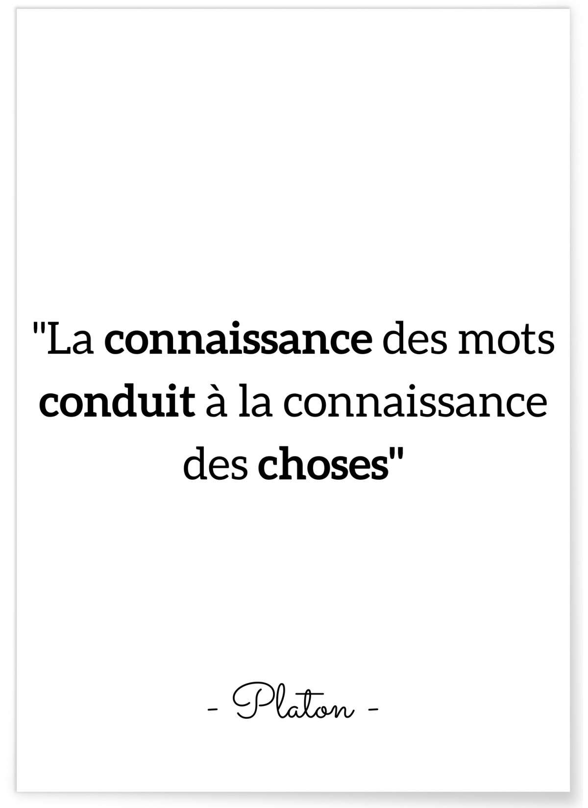 Affiche Platon : "La connaissance des mots"