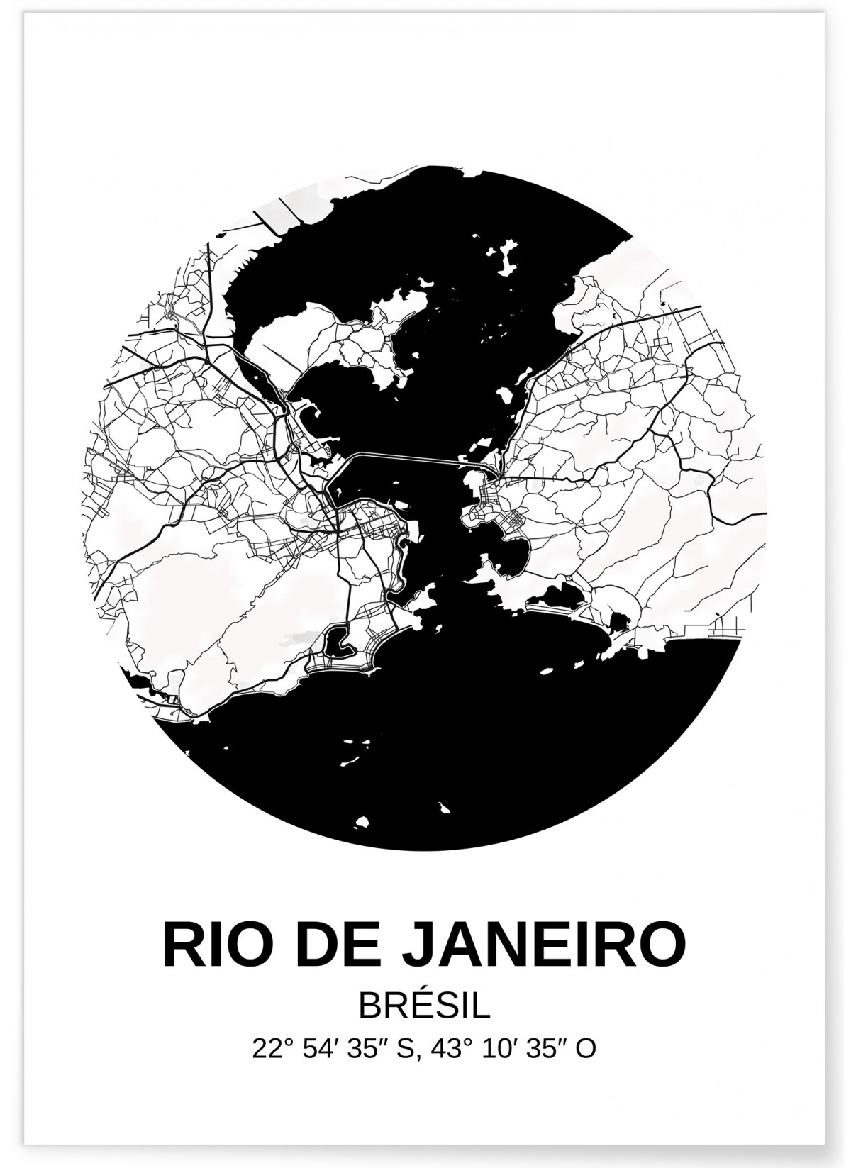 Affiche Carte Rio de Janeiro