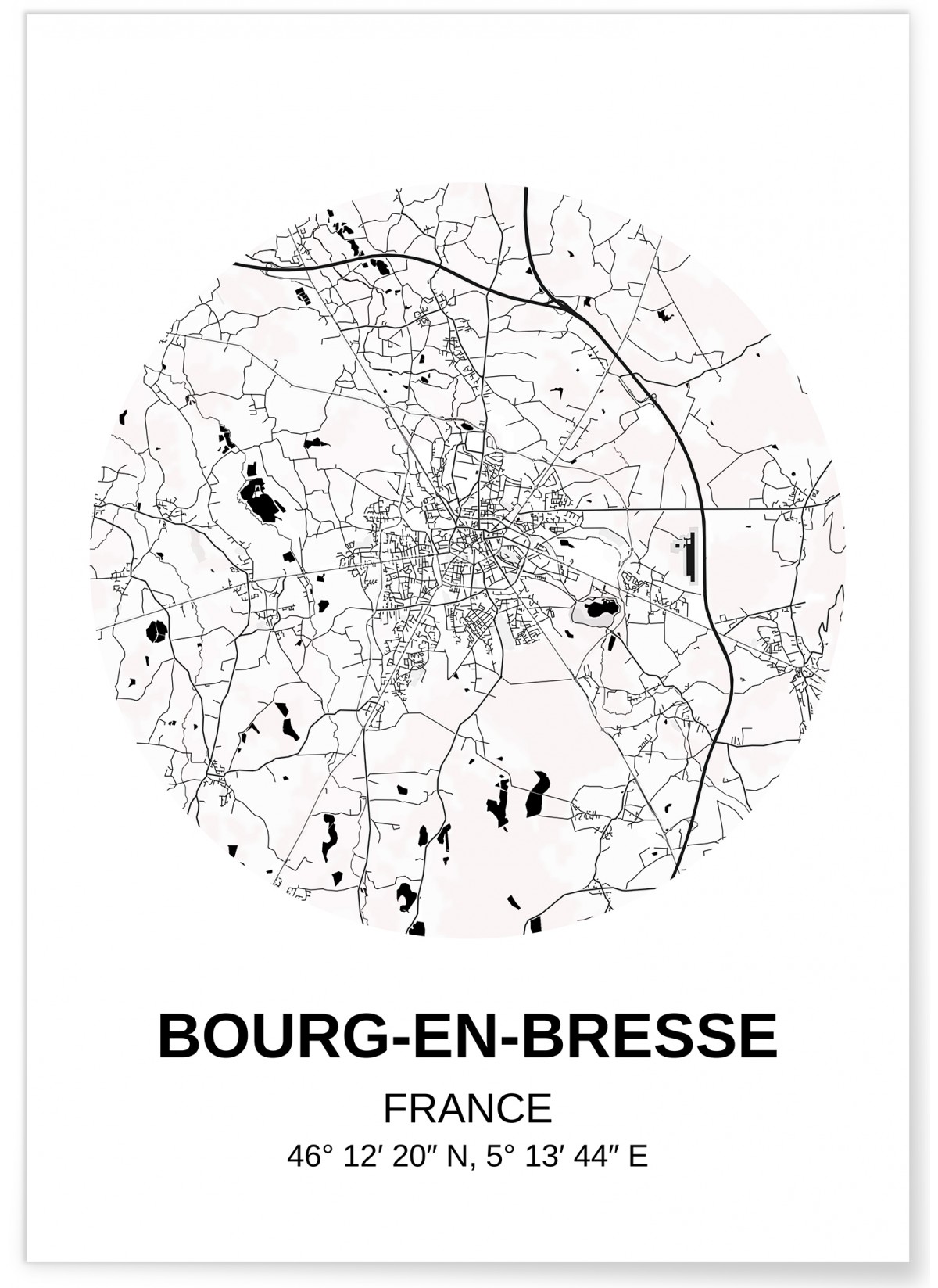 Affiche Carte Bourg-en-Bresse