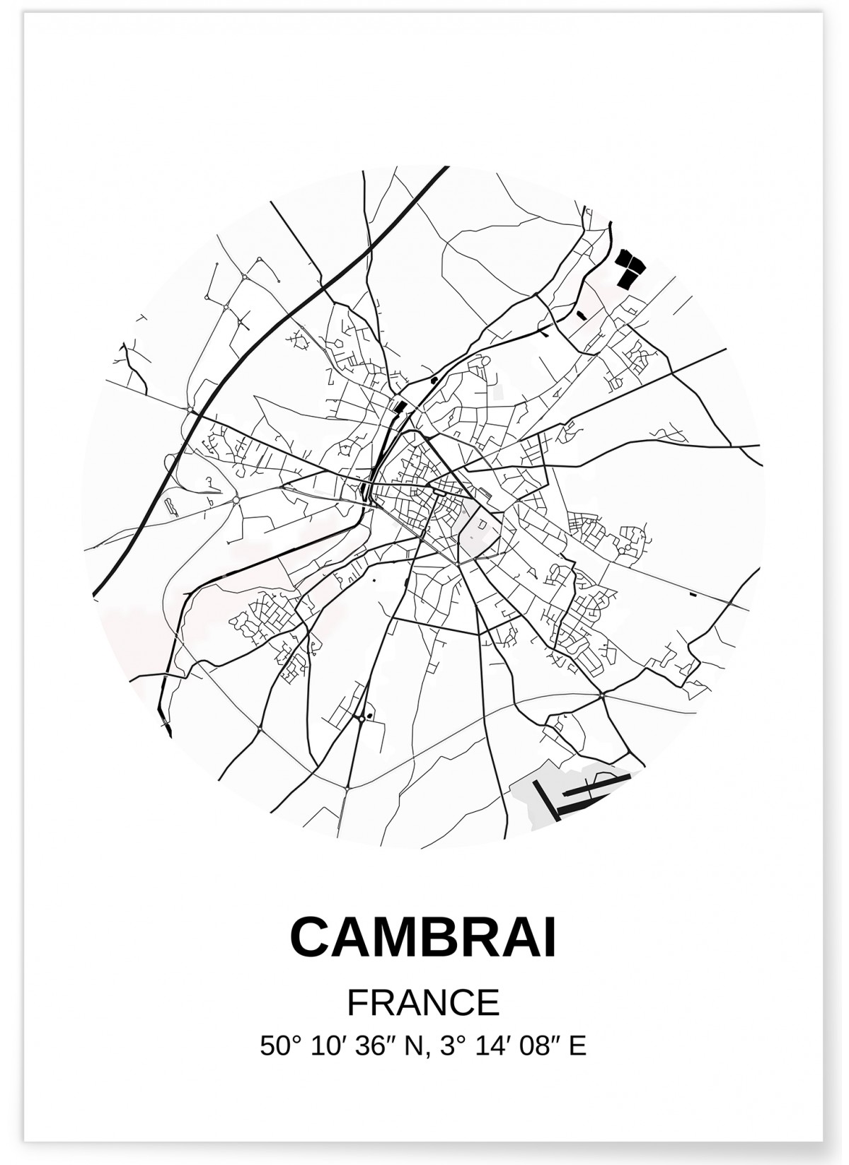 Affiche Carte Cambrai