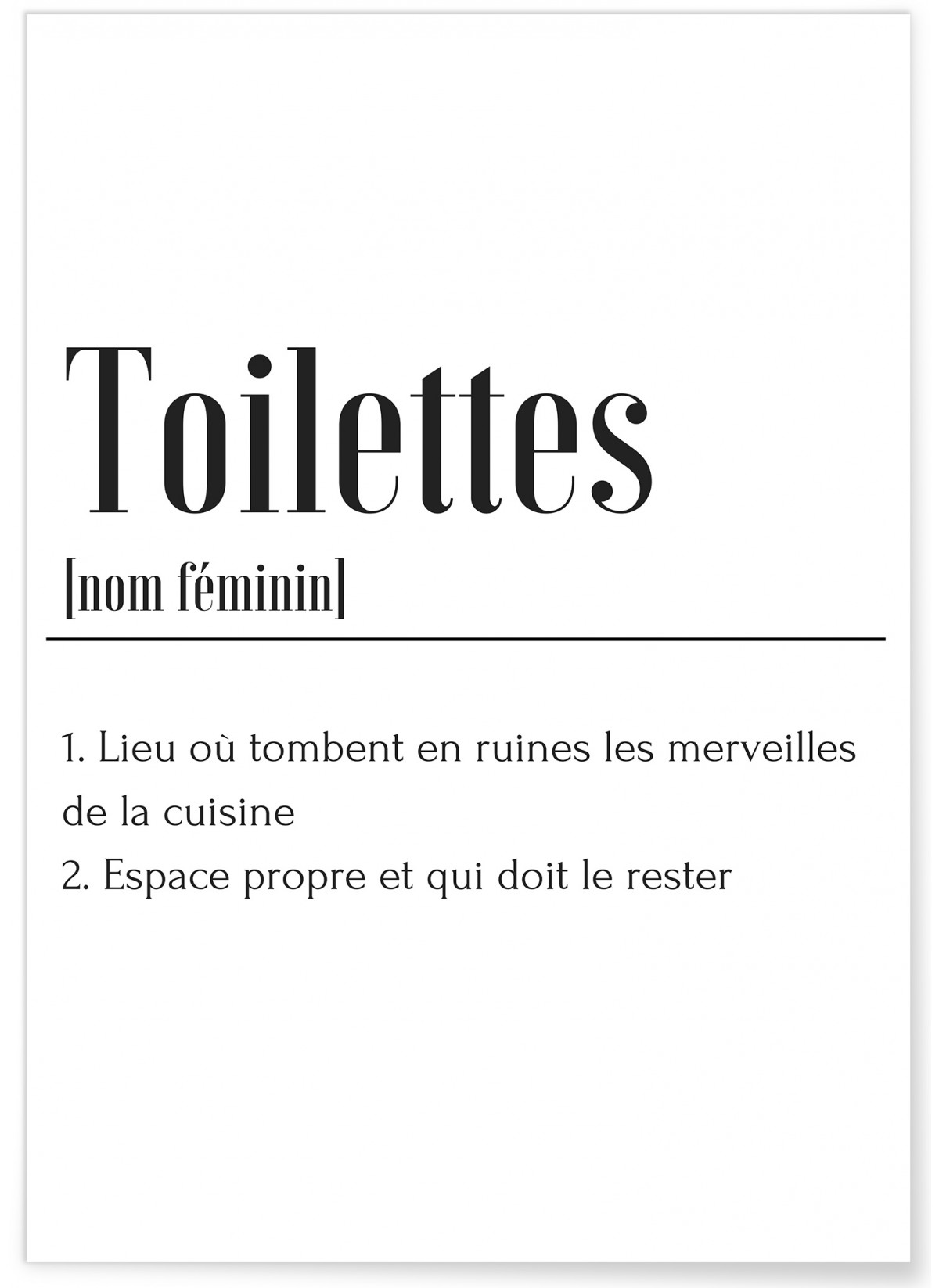 Affiche Définition Toilettes
