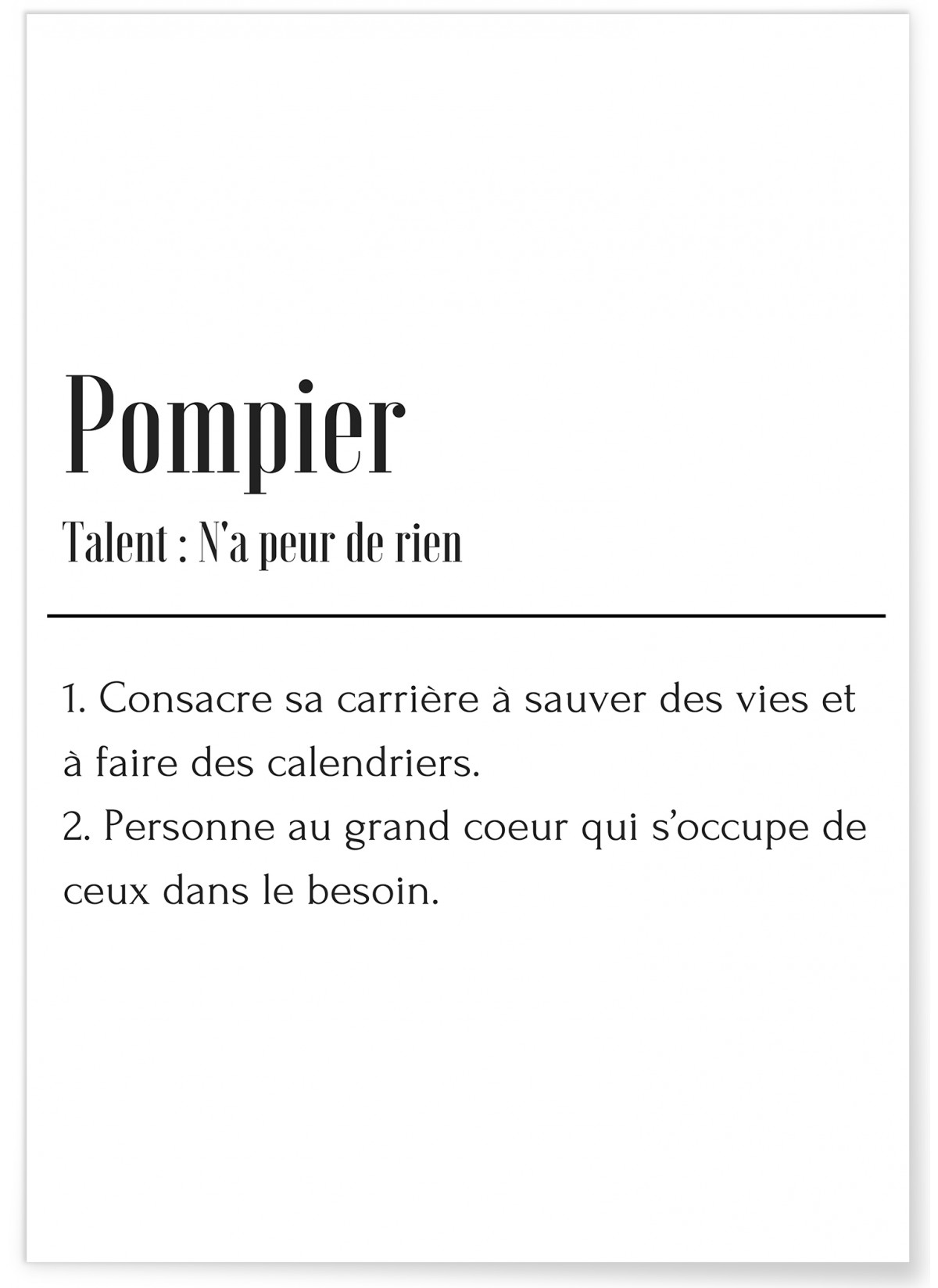 Affiche Définition Pompier