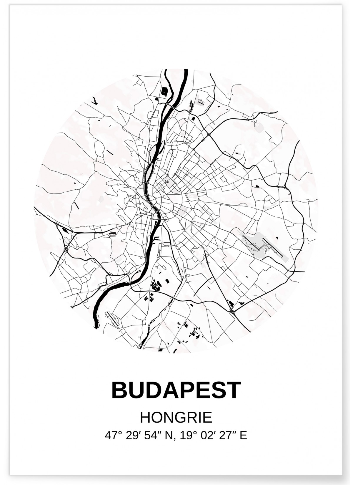 Affiche Carte Budapest