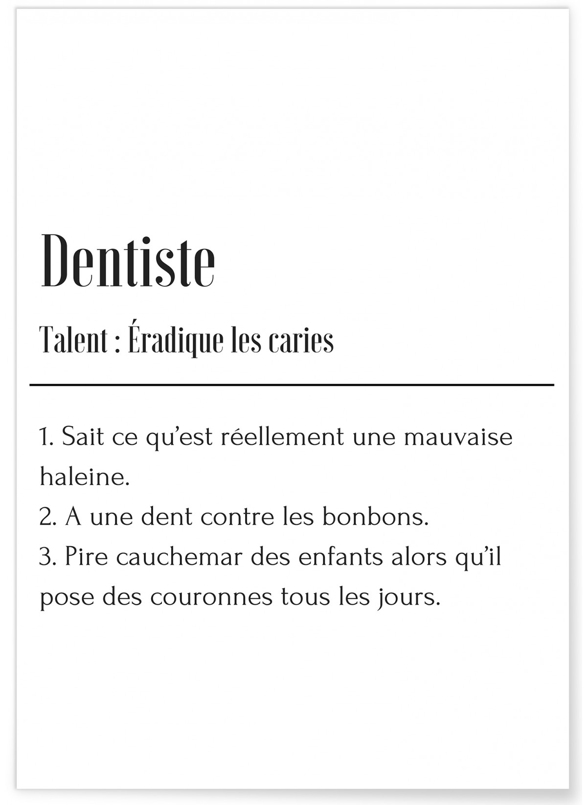 Affiche Définition Dentiste