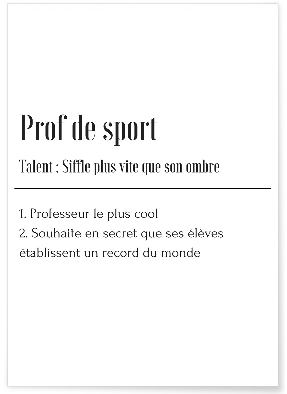 Affiche Définition Professeur de Sport