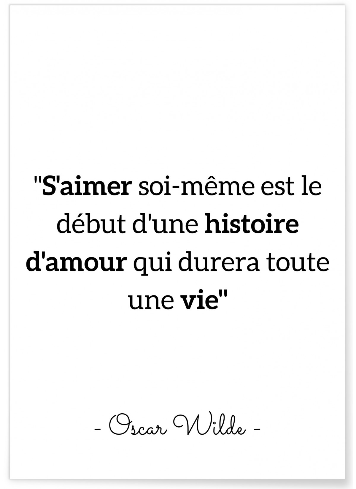 Affiche Oscar Wilde "S'aimer soi même..."