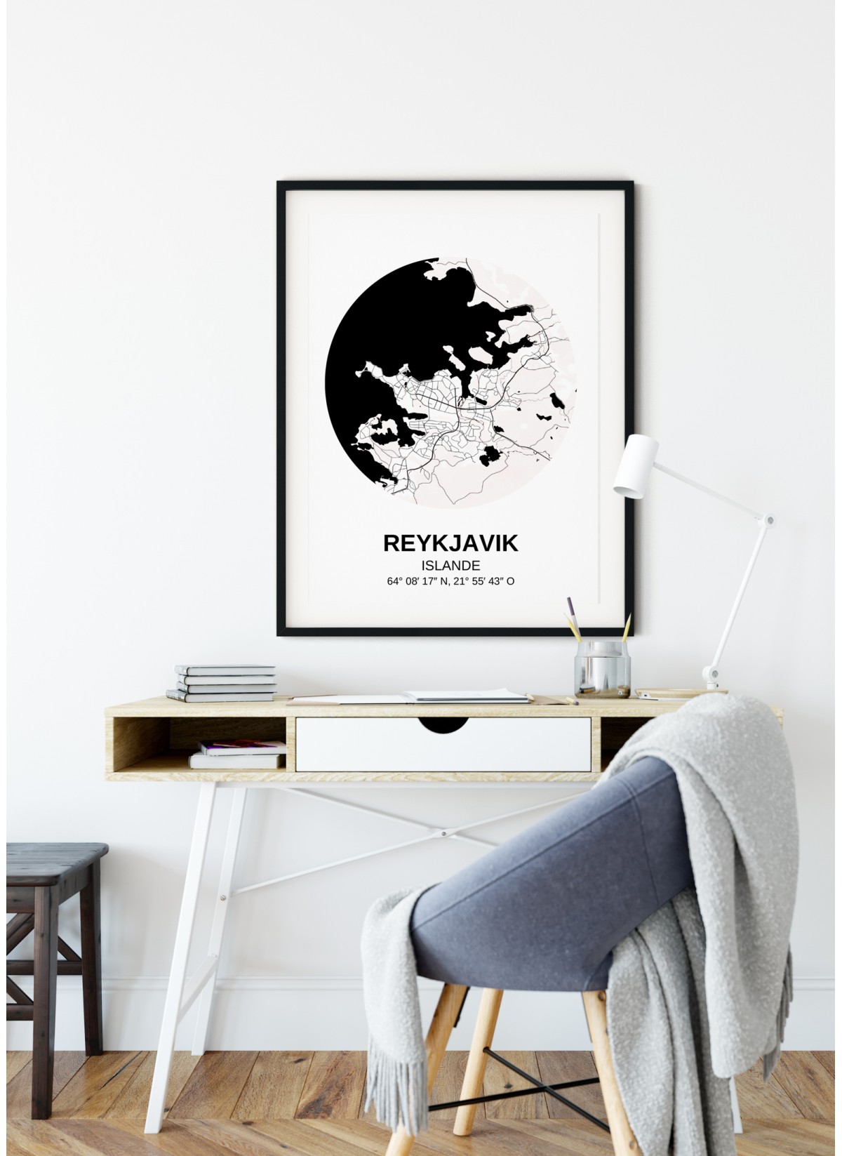 Affiche Carte Reykjavik