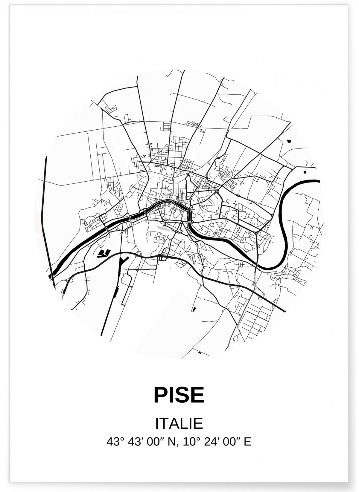 Affiche Carte Pise
