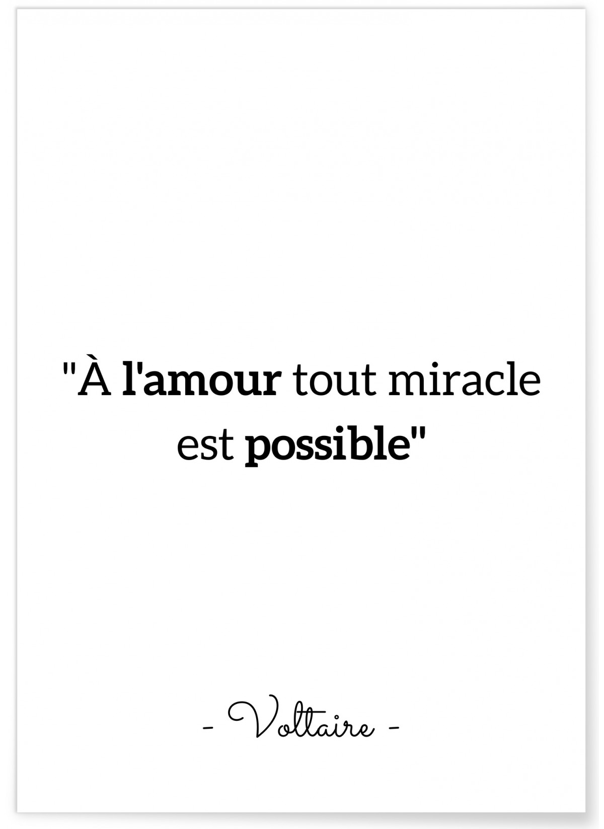 Affiche Voltaire : "À l'amour..."