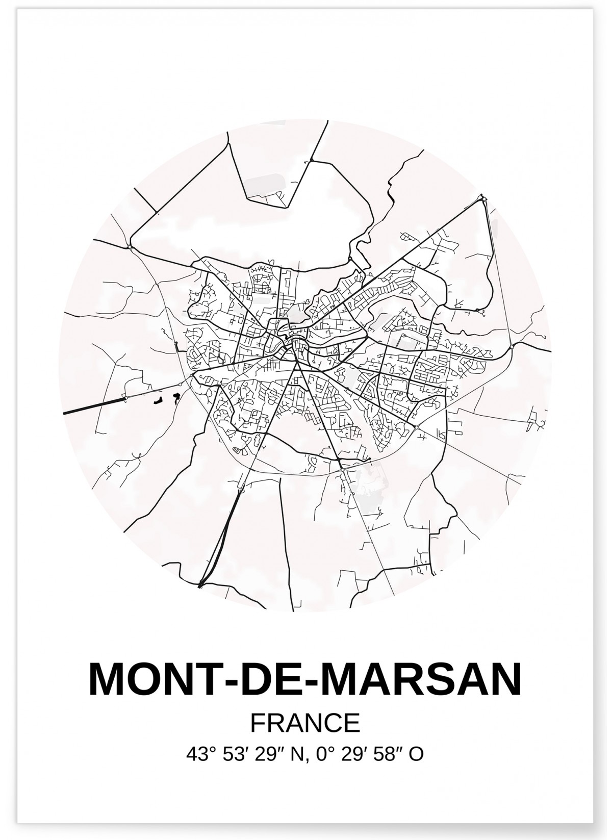 Affiche Carte Mont-de-Marsan