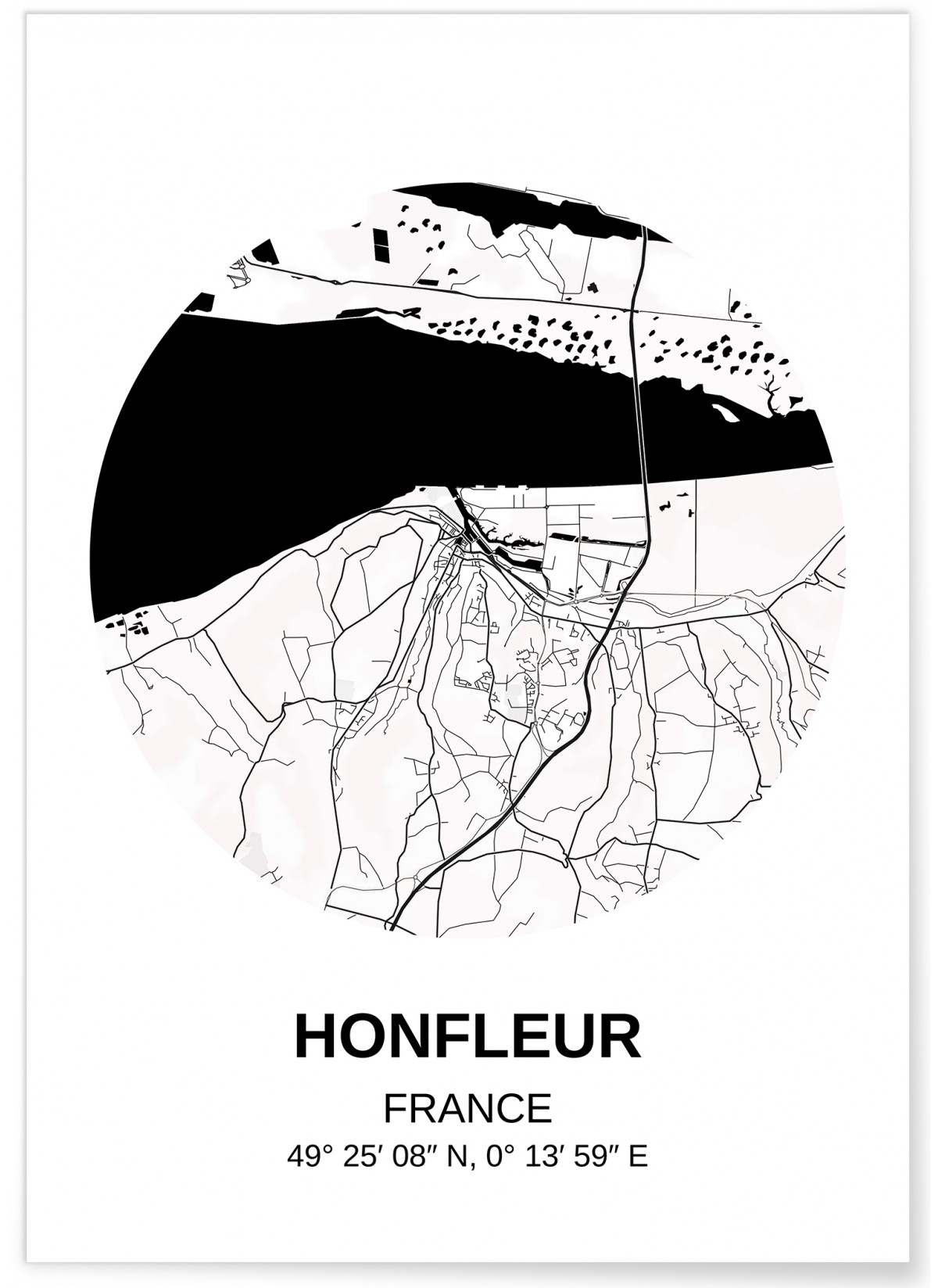 Affiche Carte Honfleur