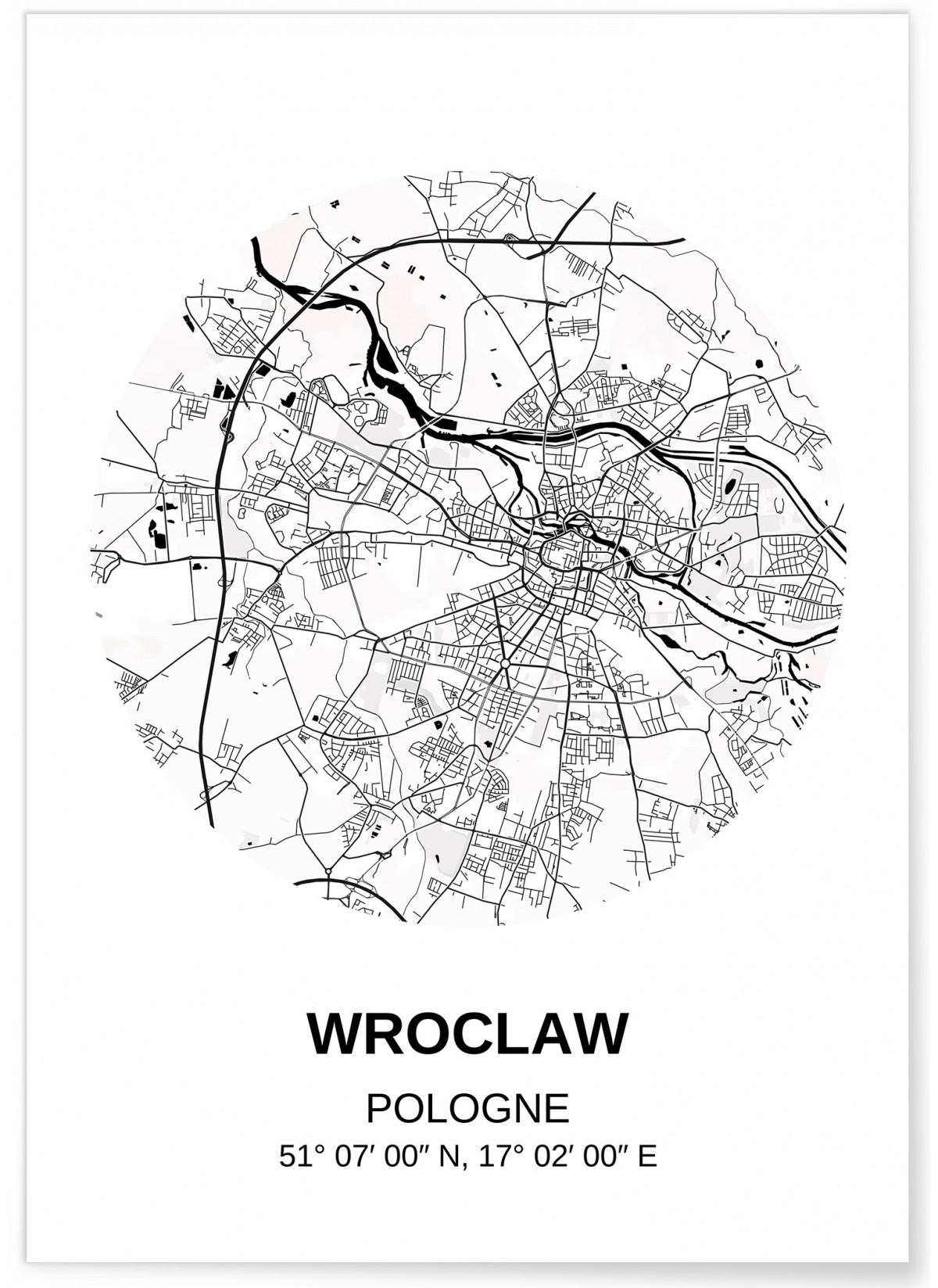Affiche Carte Wroclaw