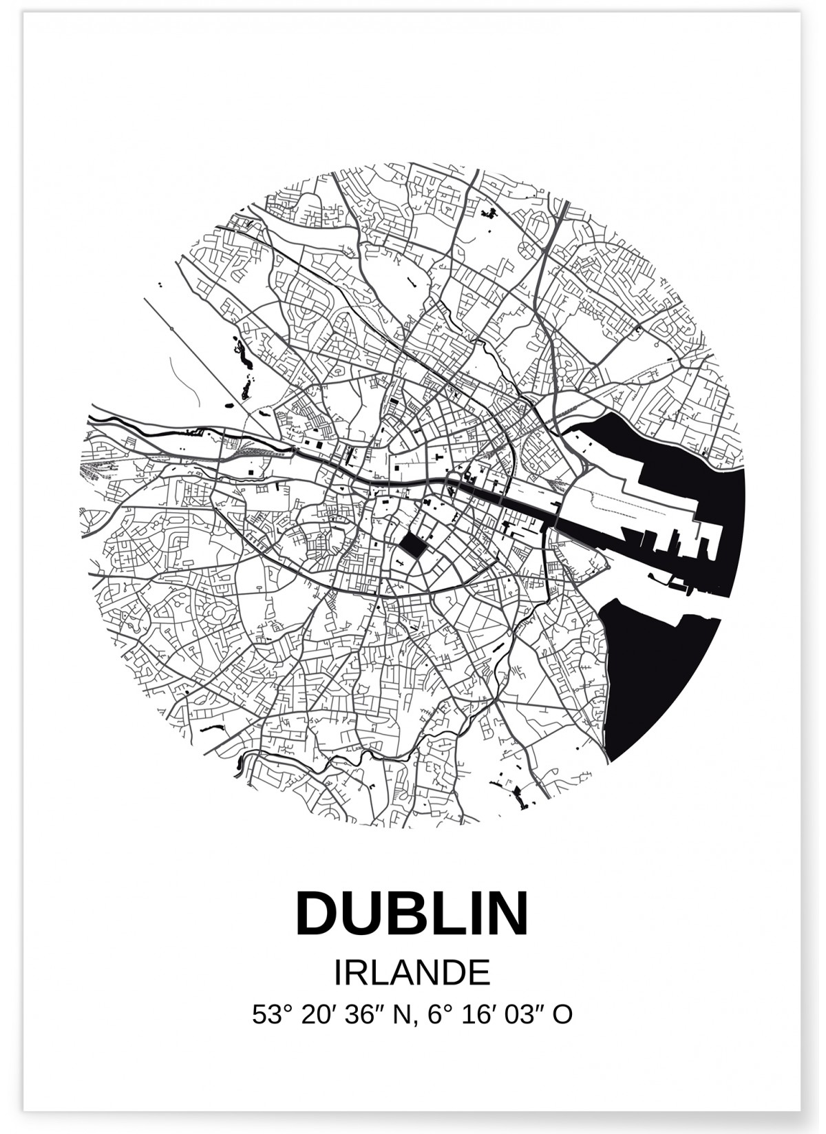 Affiche Carte Dublin