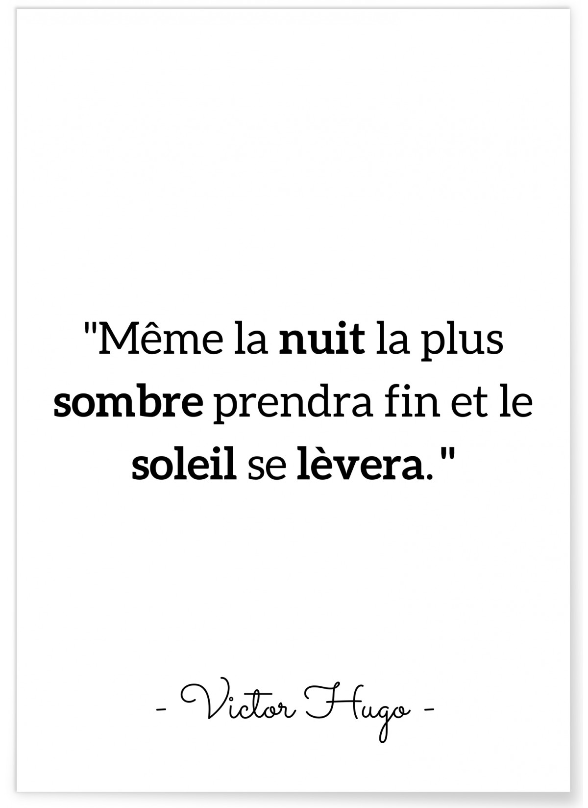 Affiche Victor Hugo "Même la nuit.."