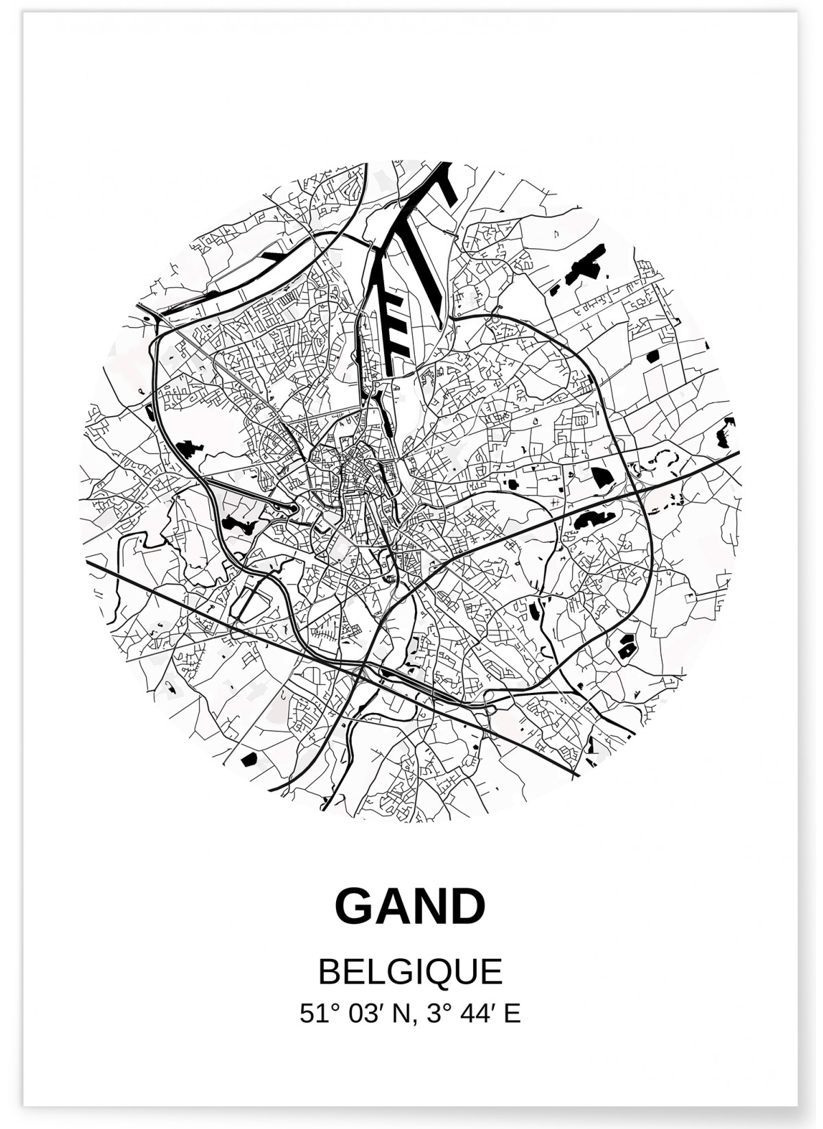 Affiche Carte Gand