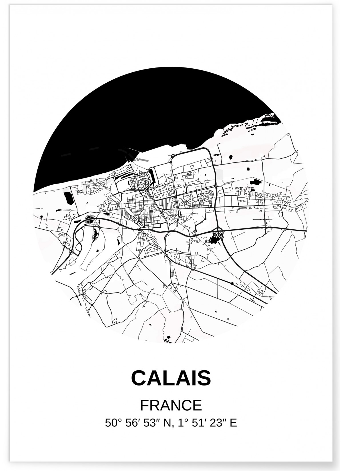 Affiche Carte Calais