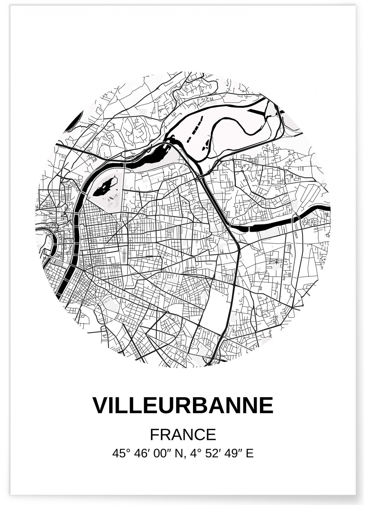 Affiche Carte Villeurbanne