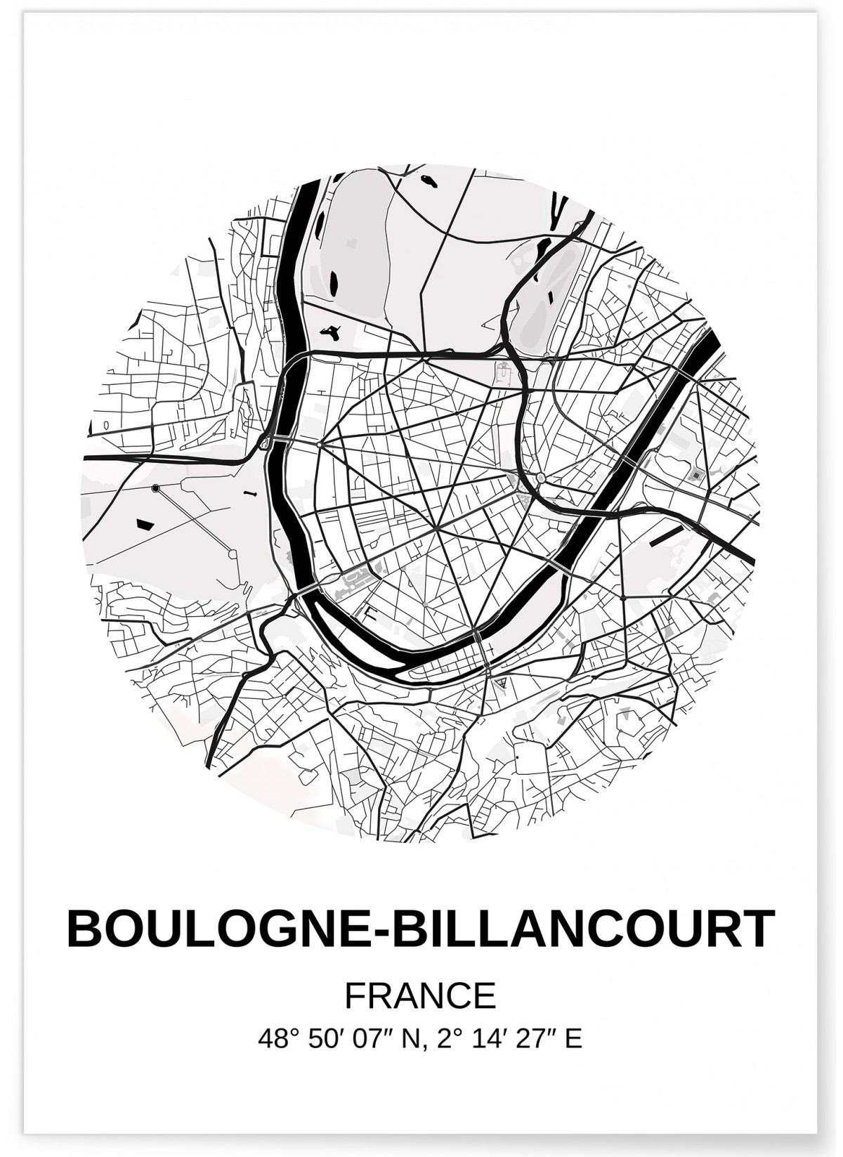 Affiche Carte Boulogne-Billancourt