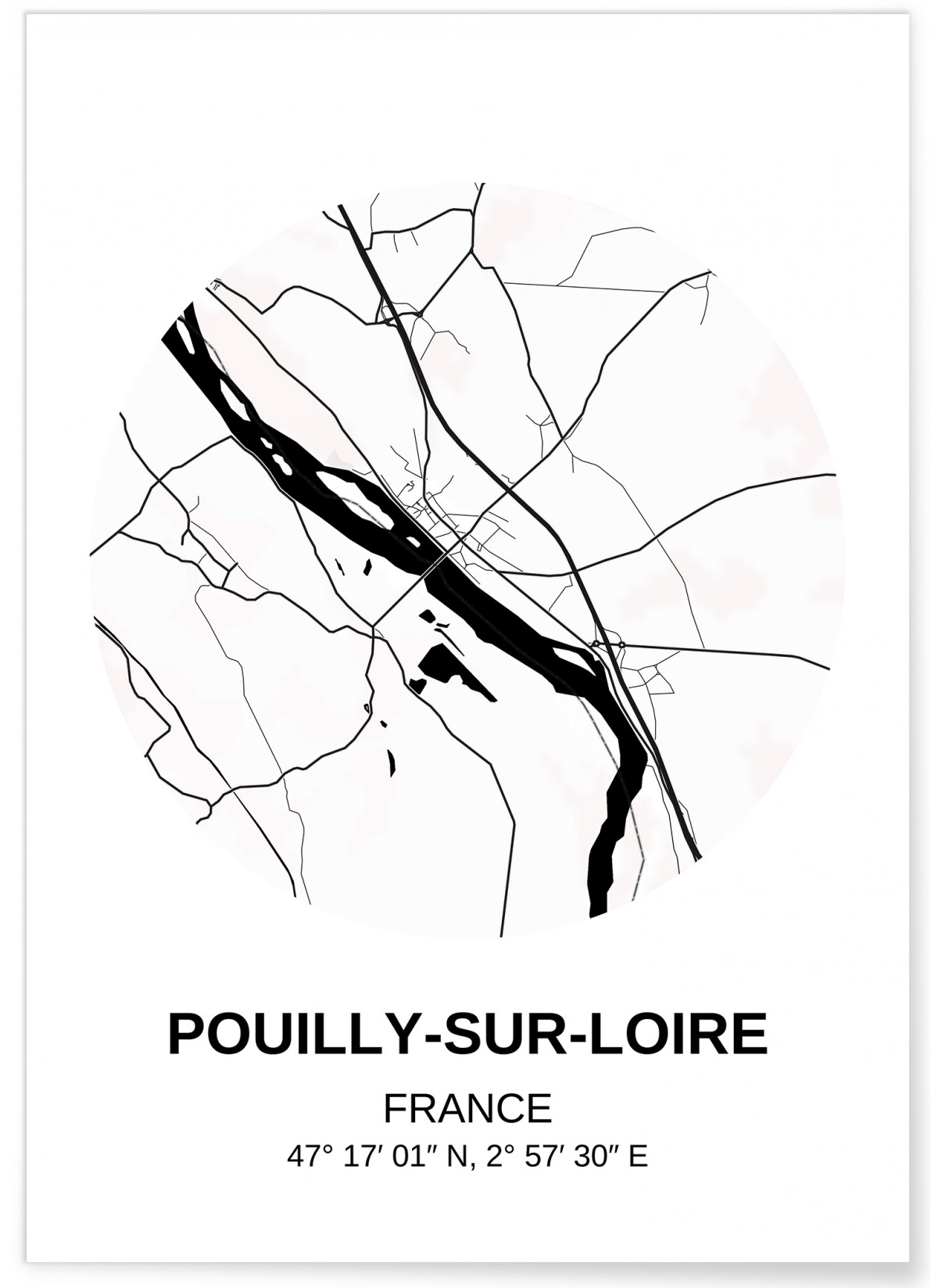 Affiche Carte Pouilly-sur-Loire